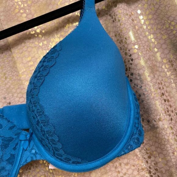 Victorias Secret Body By Victoria Perfect Shape Blue Lace Bra, 34D - Picture 3 of 6